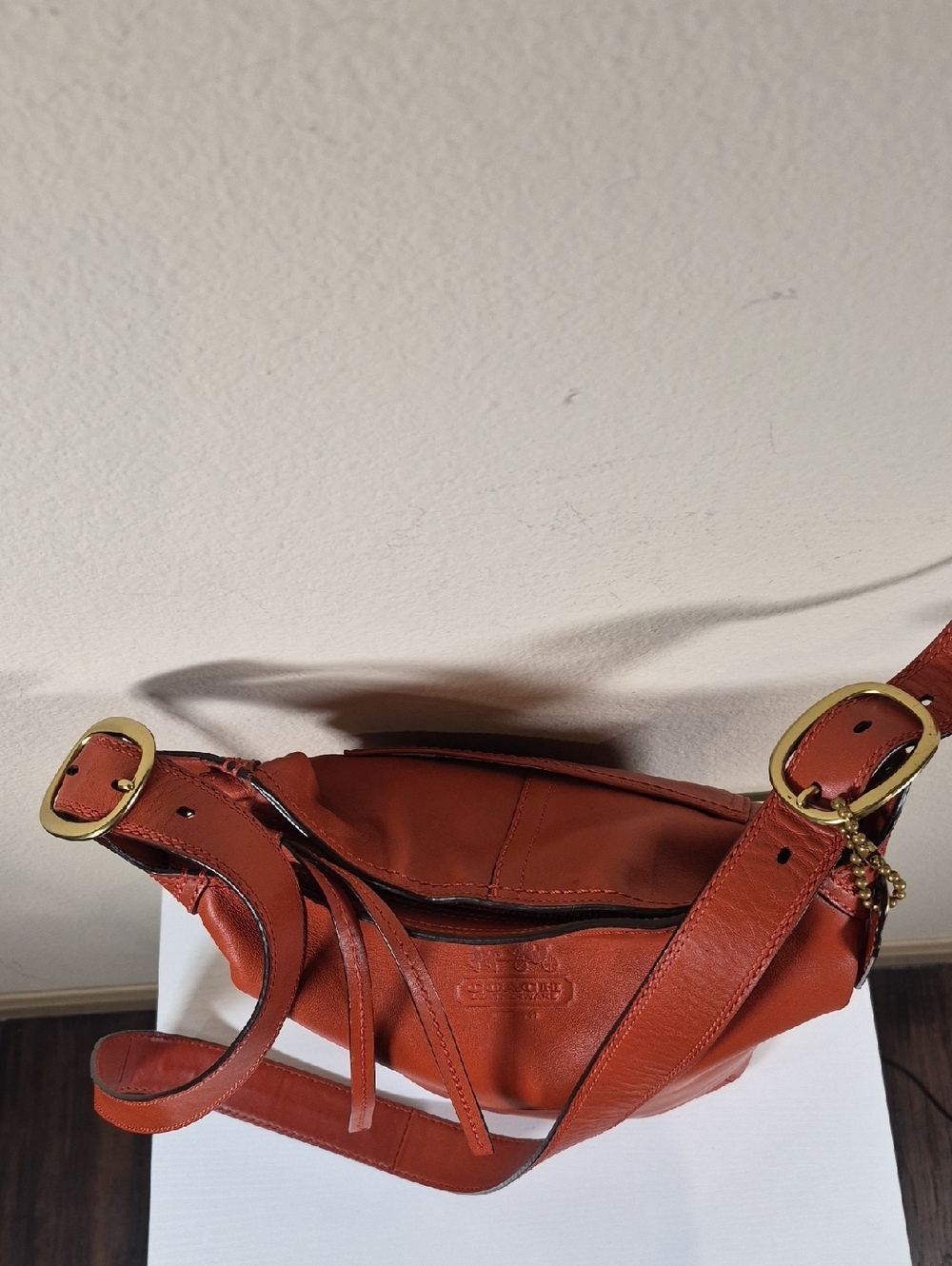 Coach Orange Leather Bleeker Duffle with Tattersall lining - Picture 8 of 16